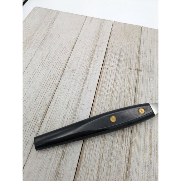 USA Stainless Steel Meat Fork 2 Wide Prong 10 1/3" Black Handle Vintage - Picture 4 of 7